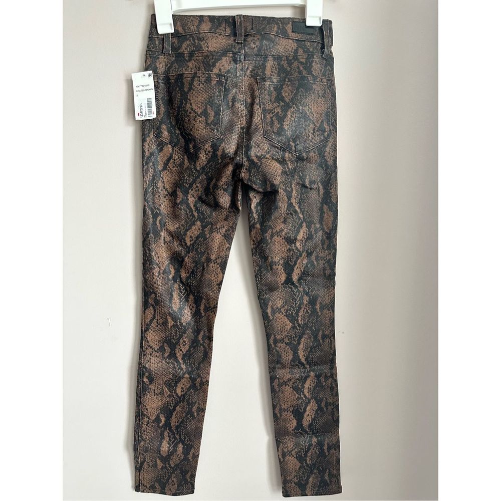 PAIGE SNAKE PRINT COATED ANKLE PANTS NWT Brown/Black- Size 24 - Picture 3 of 6